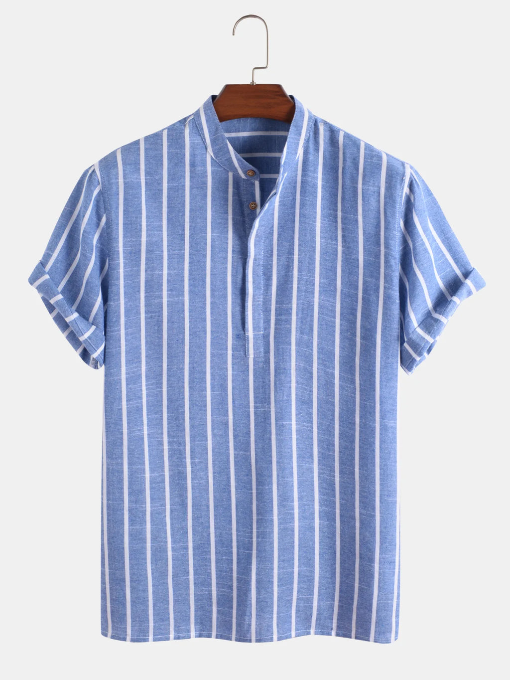 Camisa de Rayas Cuello Mao