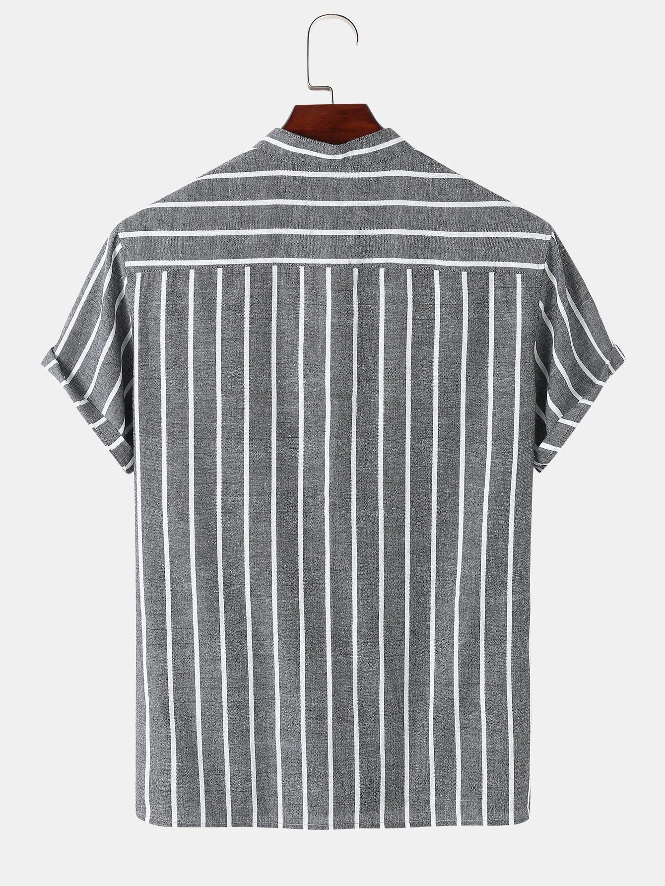Camisa de Rayas Cuello Mao