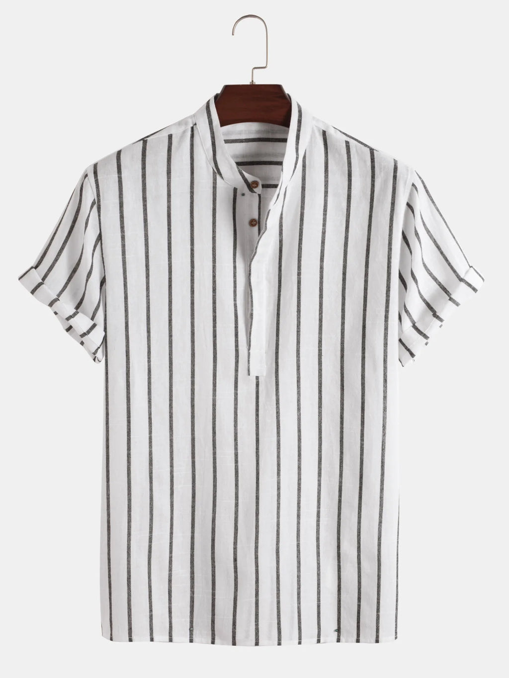 Camisa de Rayas Cuello Mao