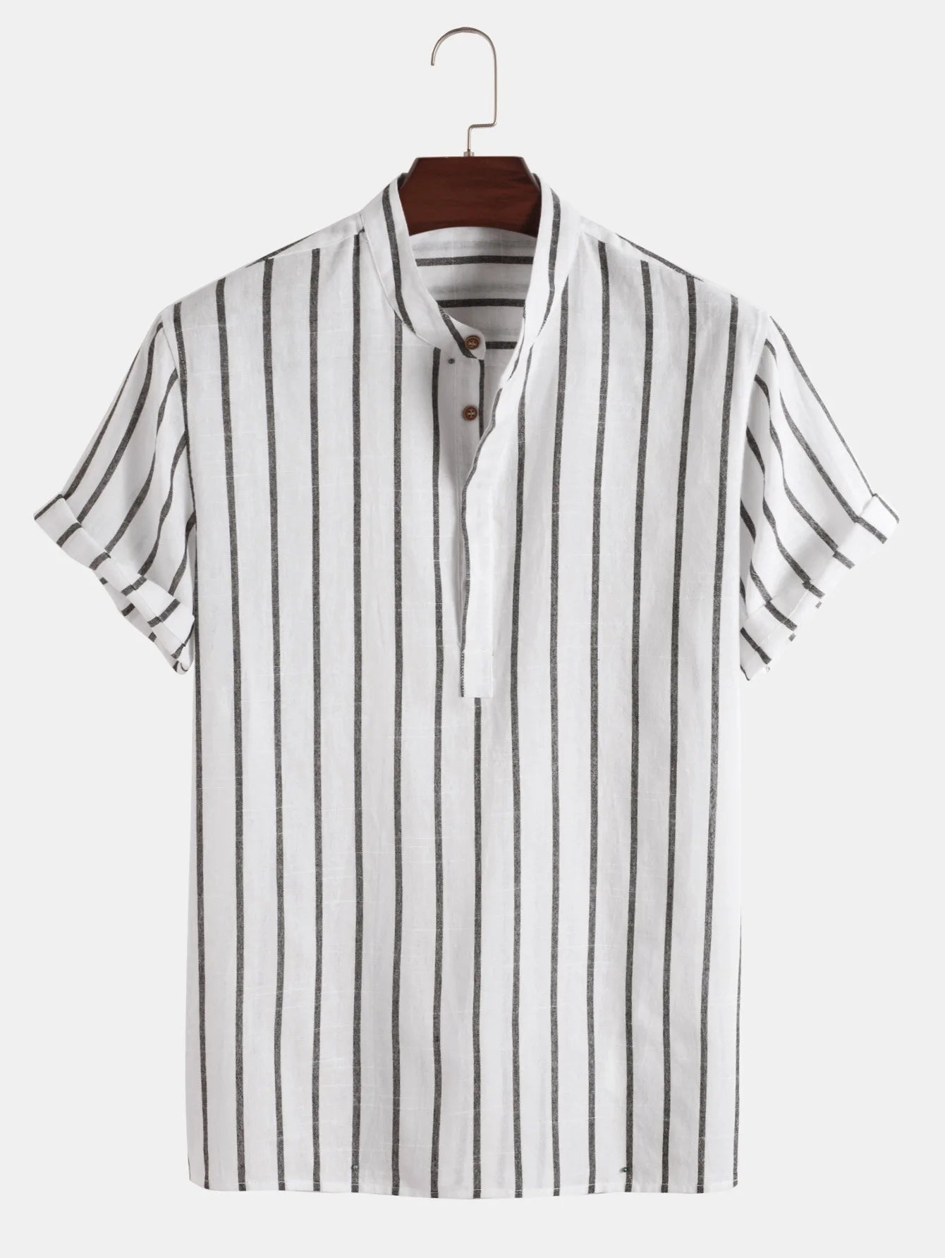 Camisa de Rayas Cuello Mao