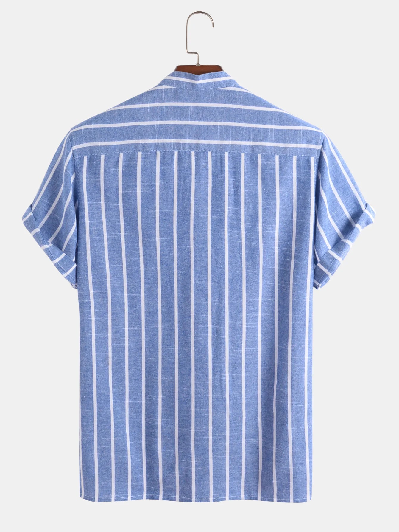 Camisa de Rayas Cuello Mao