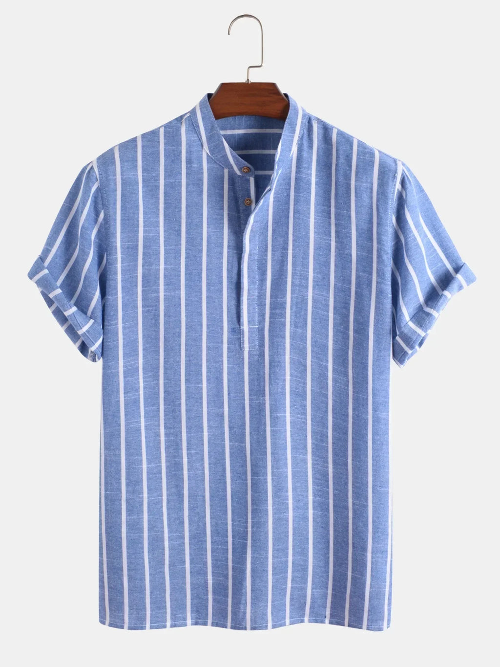 Camisa de Rayas Cuello Mao