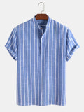 Camisa de Rayas Cuello Mao