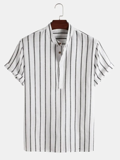 Camisa de Rayas Cuello Mao